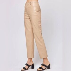 L*Space Quincey Faux Leather Cropped Pants latte tan size small